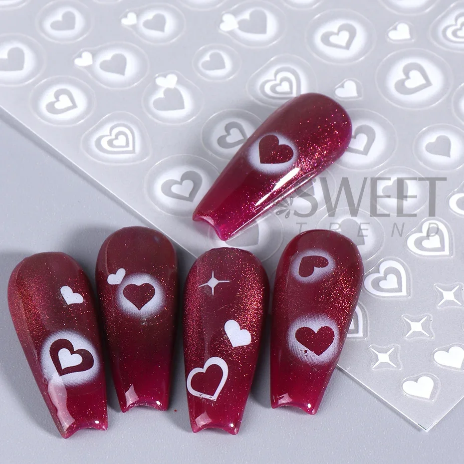 2pcs 3D Heart Star Nail Sticke – Nail Art Valentines Day recenzja i cena