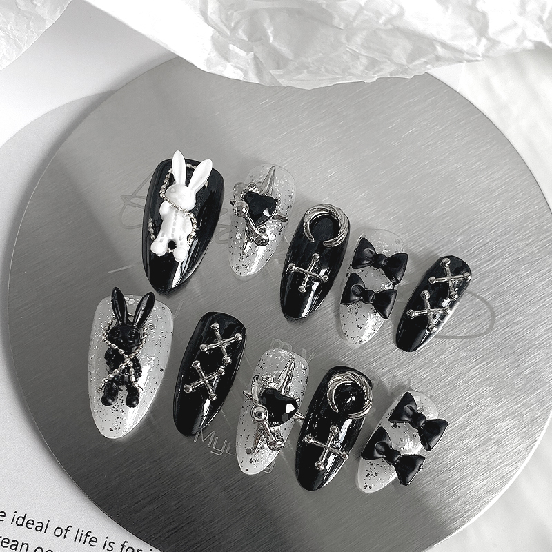 10pcs Pure Handmade Almond Sha – Nail Art Gothic recenzja i cena