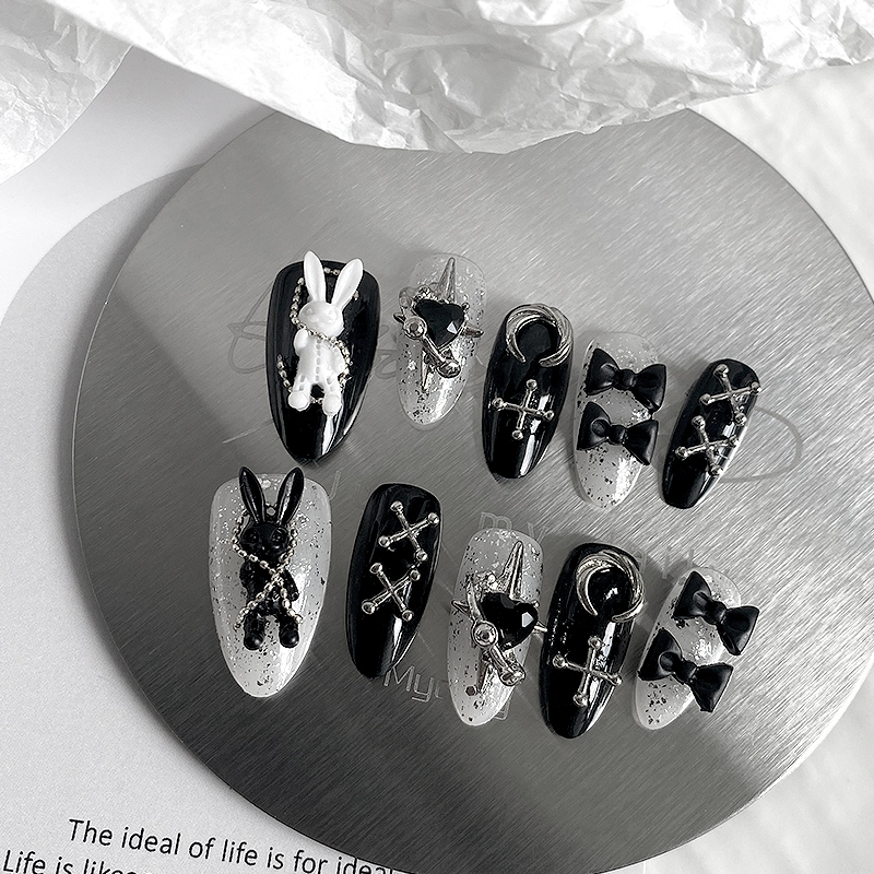 10pcs Pure Handmade Almond Sha – Nail Art Gothic recenzja i cena