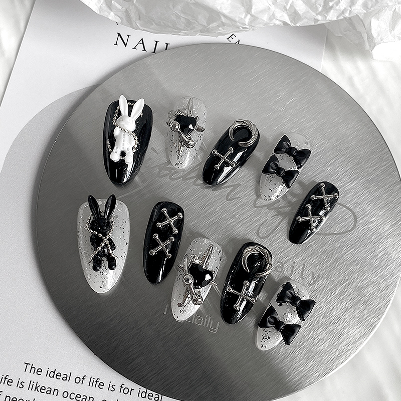 10pcs Pure Handmade Almond Sha – Nail Art Gothic recenzja i cena