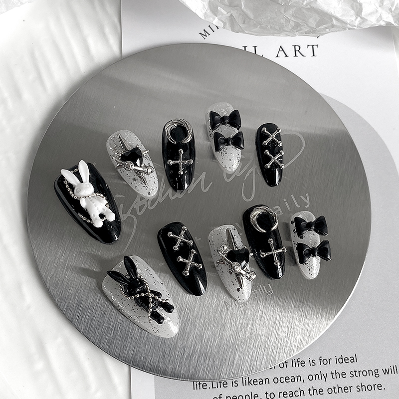 10pcs Pure Handmade Almond Sha – Nail Art Gothic recenzja i cena