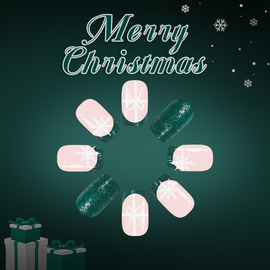 24Pcs Christmas Green French T – Nail Art Xmas 2025 recenzja i cena