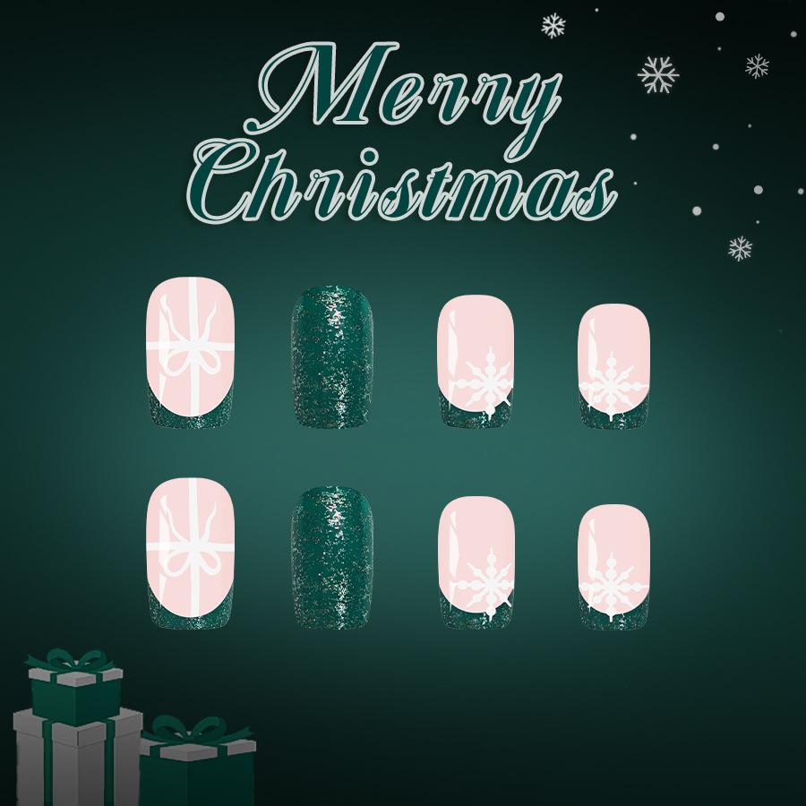 24Pcs Christmas Green French T – Nail Art Xmas 2025 recenzja i cena