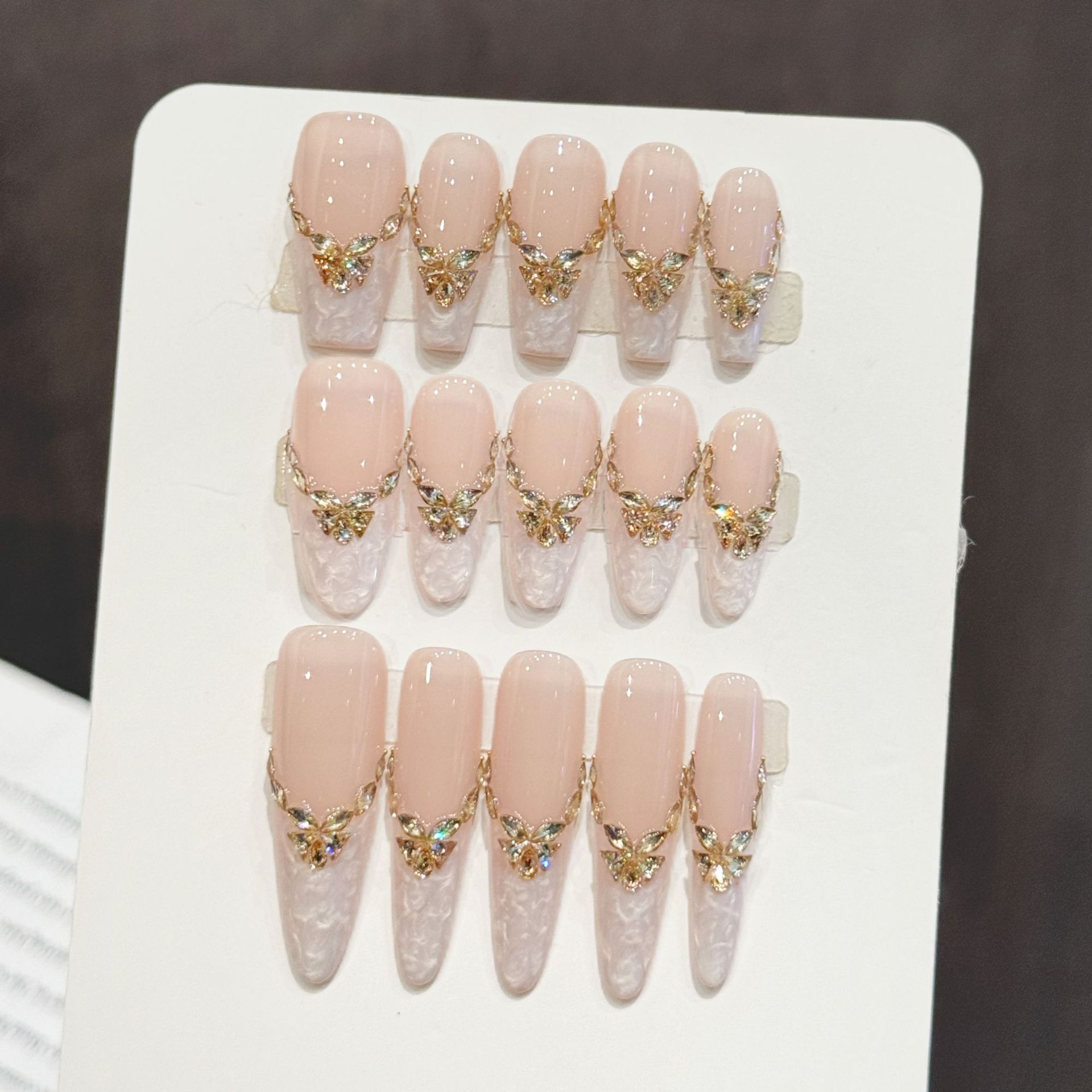 10pcs Handmade Press On Nails  – Nail Art Gold recenzja i cena