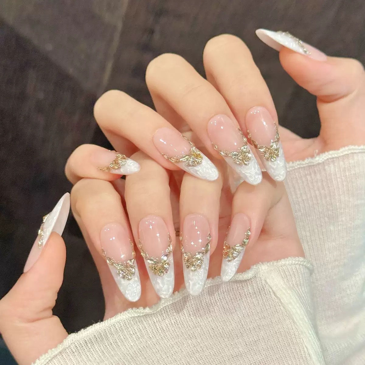 10pcs Handmade Press On Nails  – Nail Art Gold recenzja i cena