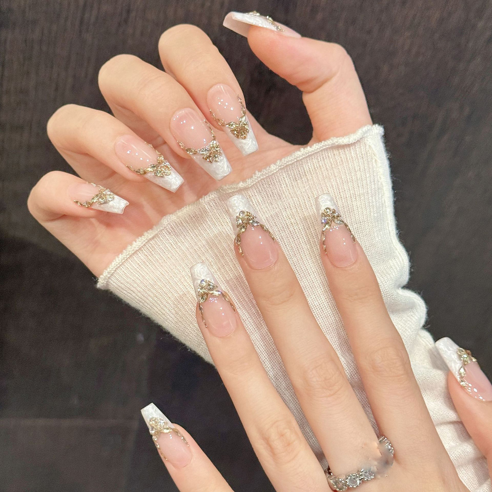 10pcs Handmade Press On Nails  – Nail Art Gold recenzja i cena