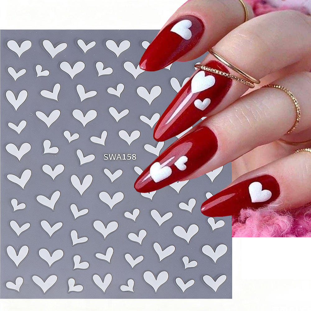3D White Heart Valentine's Day – Nail Art Valentines Day recenzja i cena