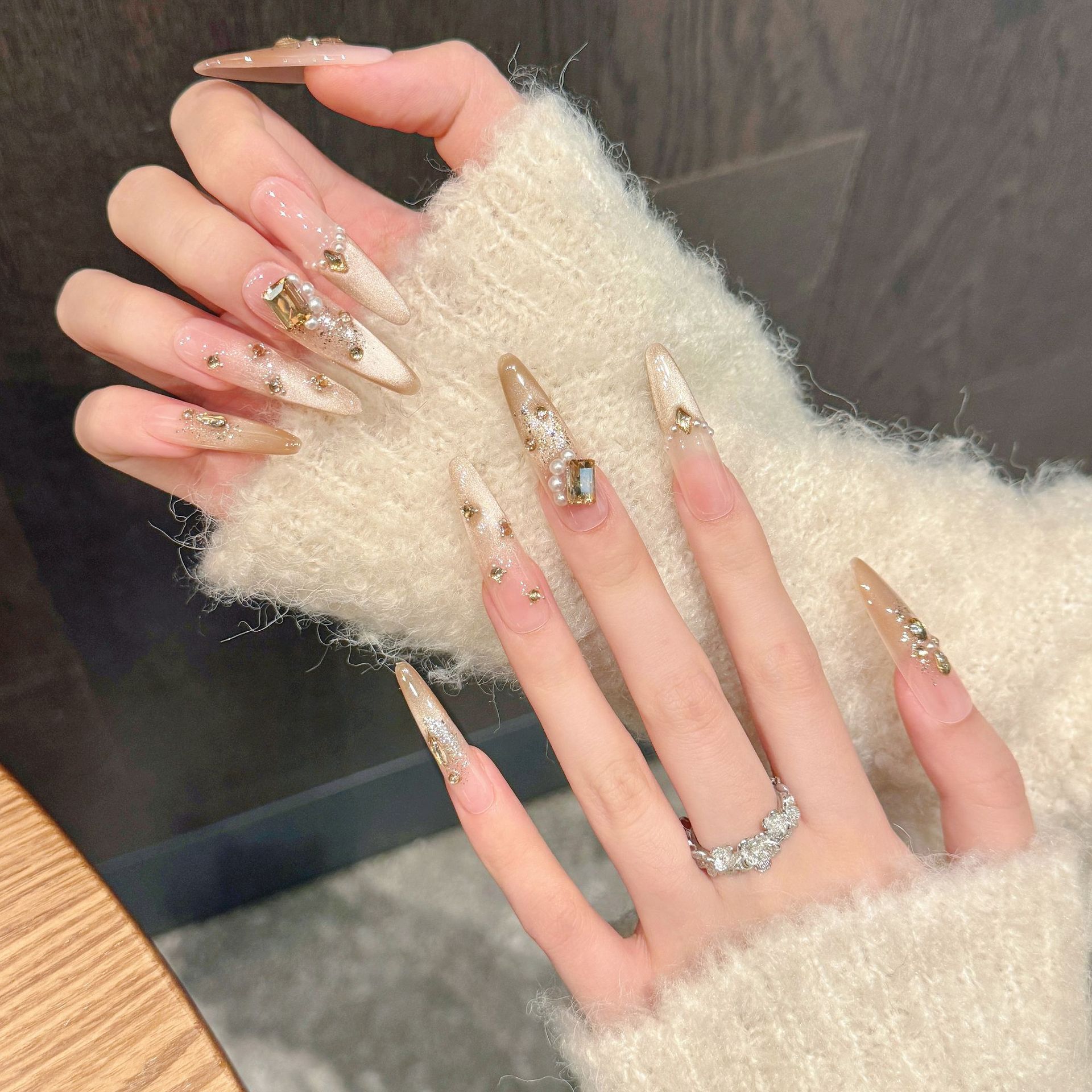 10pcs Pure Hand Pressed Oval/S – Nail Art Gold recenzja i cena
