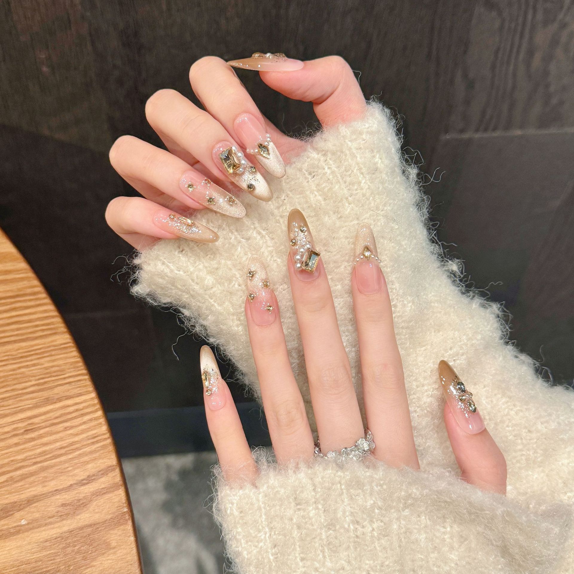 10pcs Pure Hand Pressed Oval/S – Nail Art Gold recenzja i cena