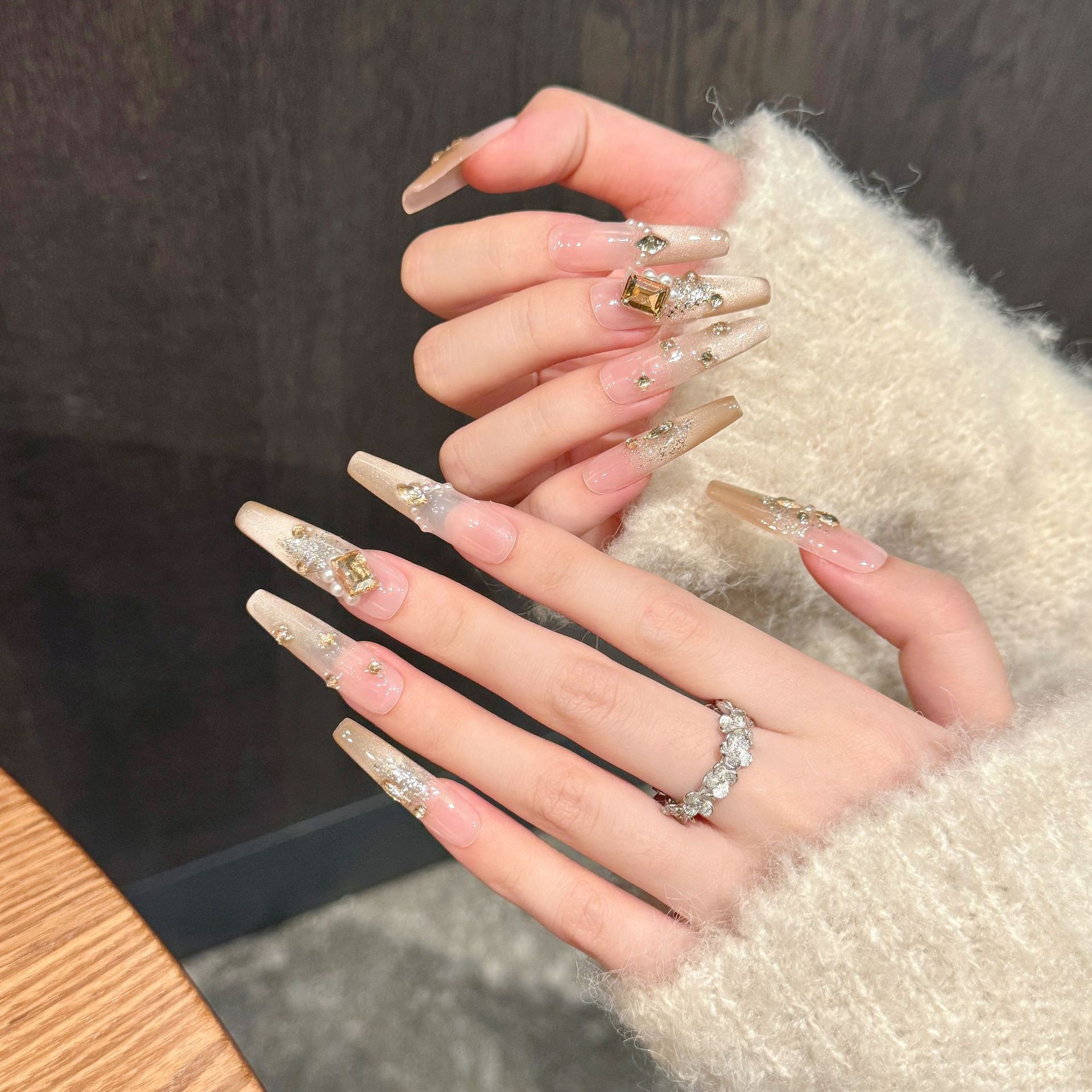 10pcs Pure Hand Pressed Oval/S – Nail Art Gold recenzja i cena