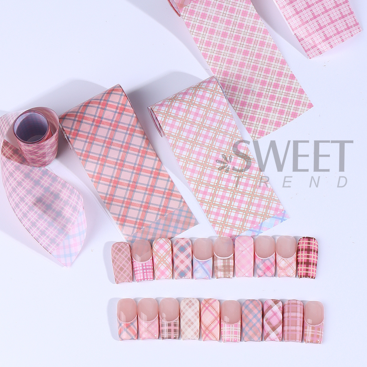 10 Rolls/Box Pink Plaid Design – Nail Art Valentines Day recenzja i cena
