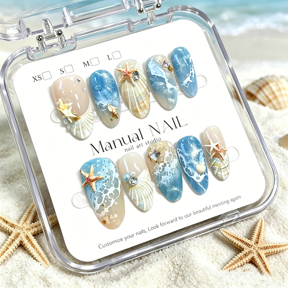 10pcs Ocean Wave Beach Press O – Nail Art Xs recenzja i cena