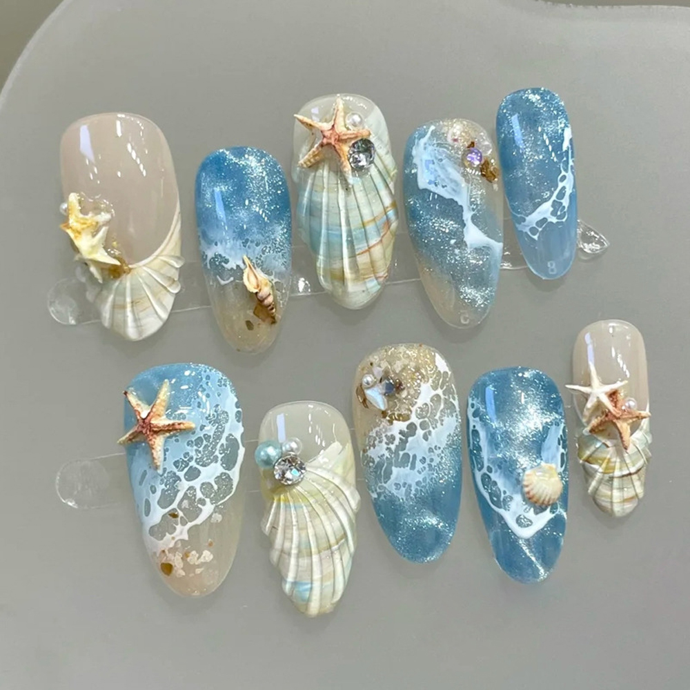 10pcs Ocean Wave Beach Press O – Nail Art Xs recenzja i cena