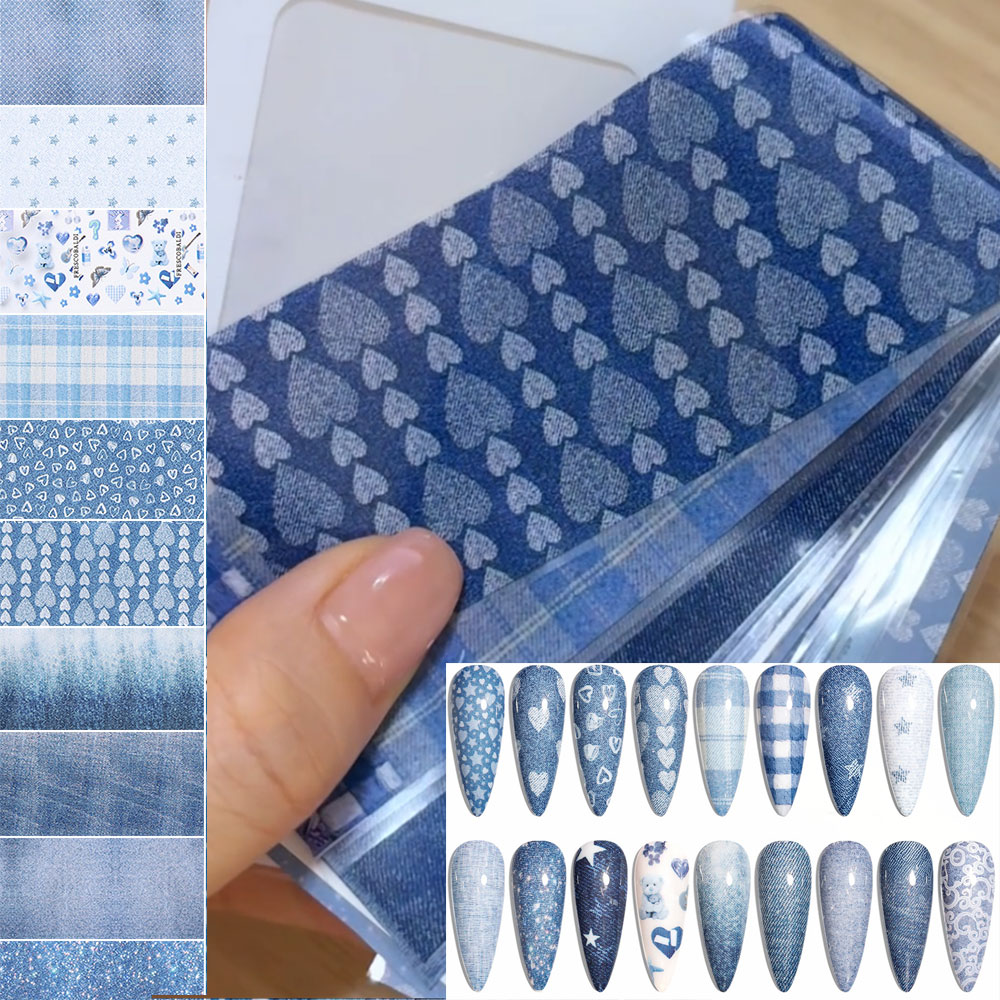 10PCS Blue Denim Series Nail T – Nail Art Denim recenzja i cena