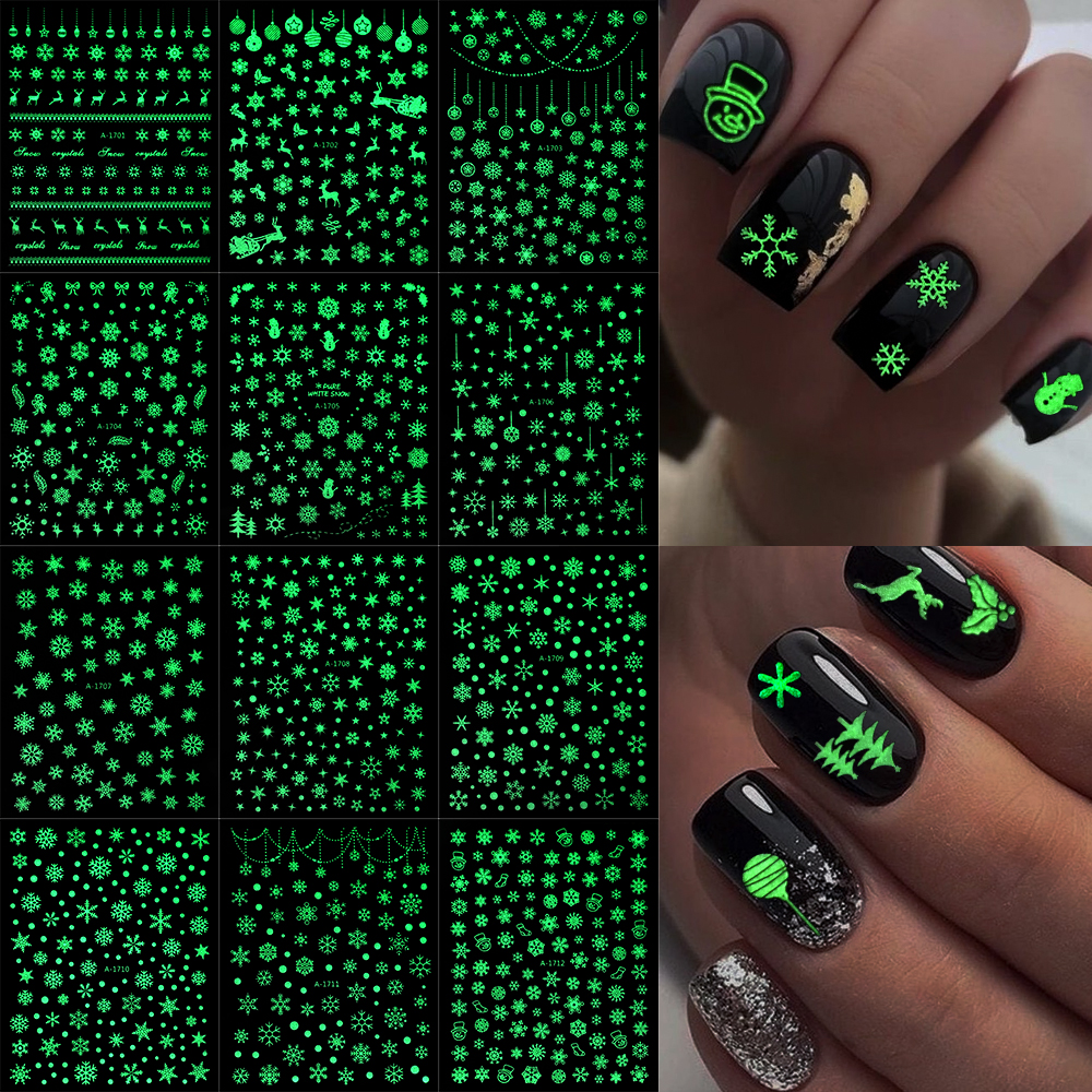 12pcs 3D Snowflake Glow In The – Nail Art Xmas 2025 recenzja i cena