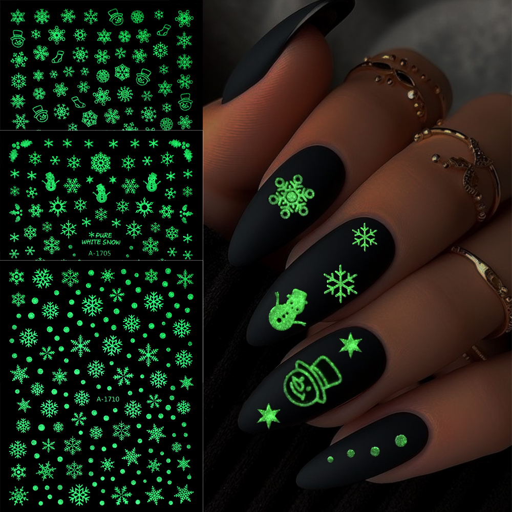 12pcs 3D Snowflake Glow In The – Nail Art Xmas 2025 recenzja i cena