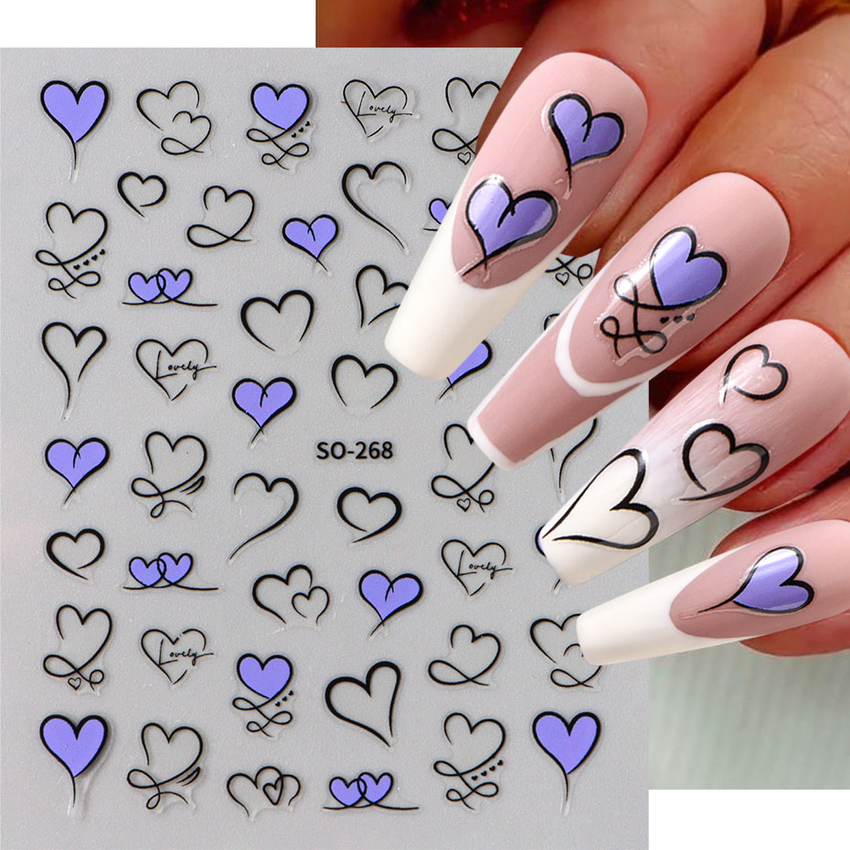 3pcs Y2K Gold Wave Line Heart  – Nail Art Valentines Day recenzja i cena