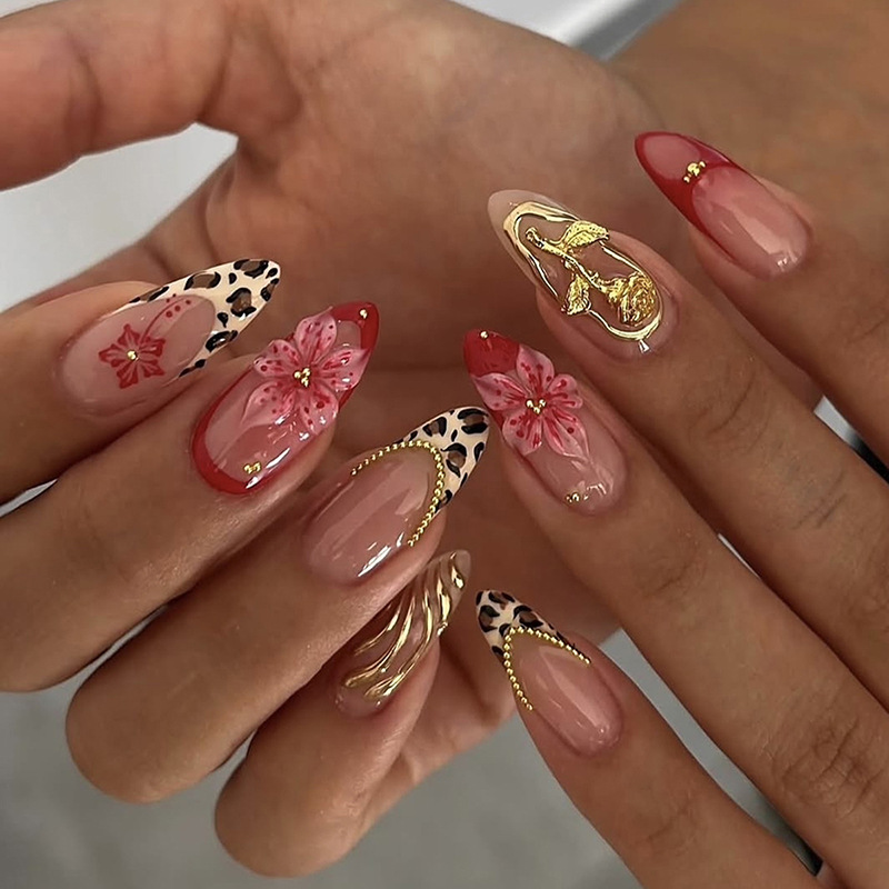 24pcs Red French Press on Nail – Nail Art Gold recenzja i cena