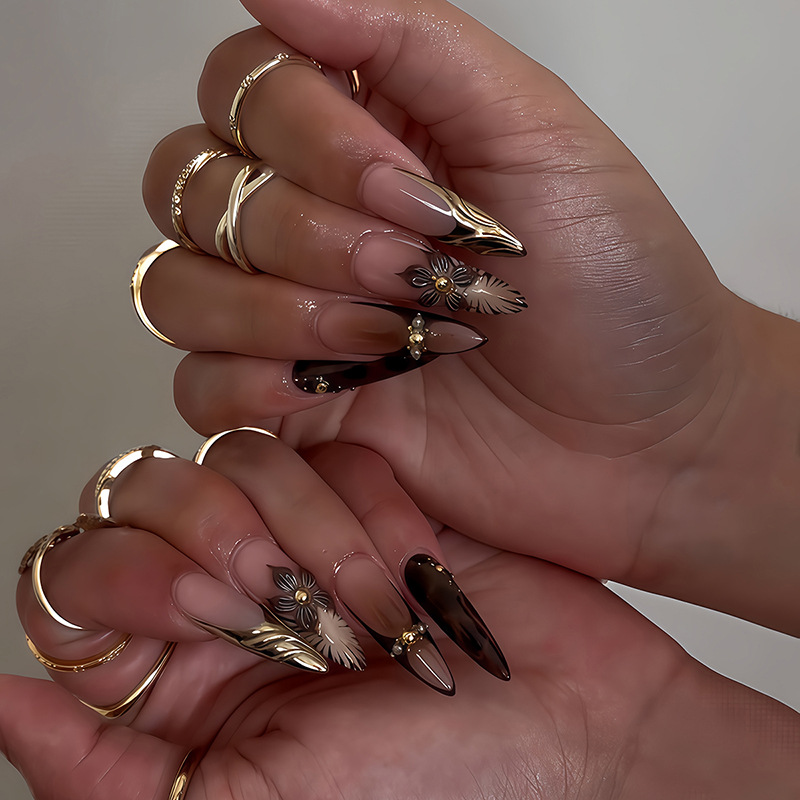 24pcs Red French Press on Nail – Nail Art Gold recenzja i cena