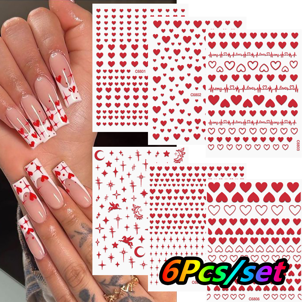 6Pcs/Kit Valentines Day 3D Red – Nail Art Valentines Day recenzja i cena