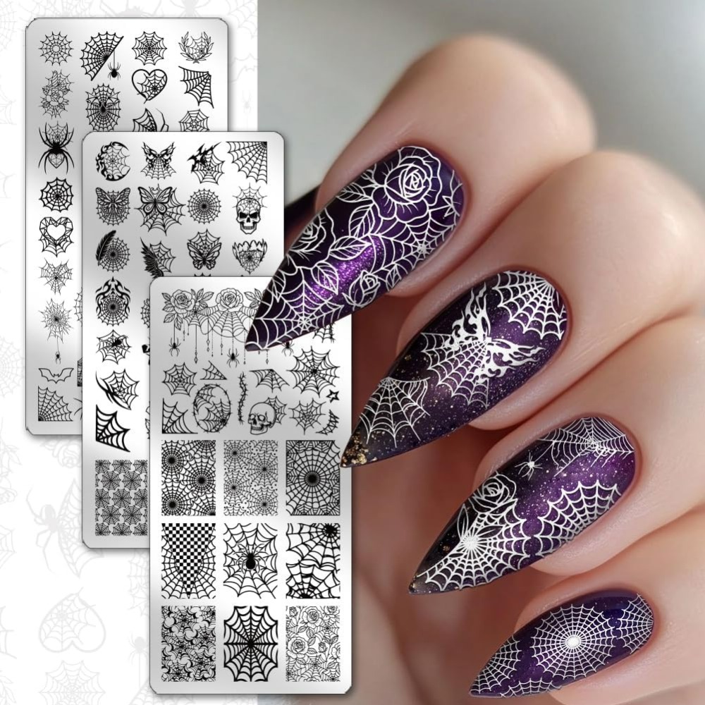 3pcs Spider Web Nail Stamping  – Nail Art Gothic recenzja i cena