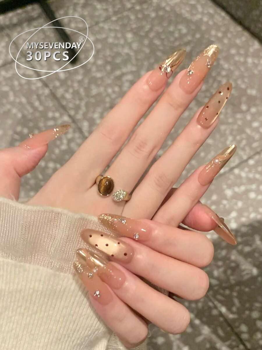 30pcs Teardrop Shaped Rhinesto – Nail Art Gold recenzja i cena