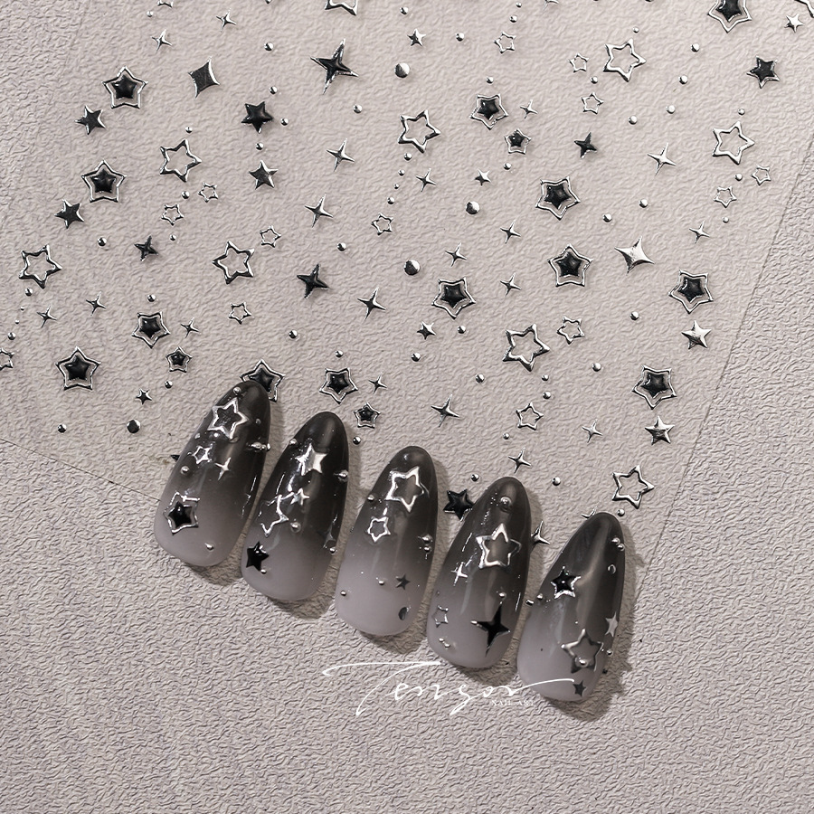 1pc 5D Y2K Gothic Metal Black  – Nail Art Gothic recenzja i cena