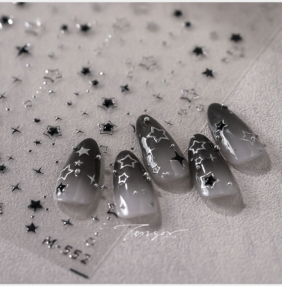 1pc 5D Y2K Gothic Metal Black  – Nail Art Gothic recenzja i cena