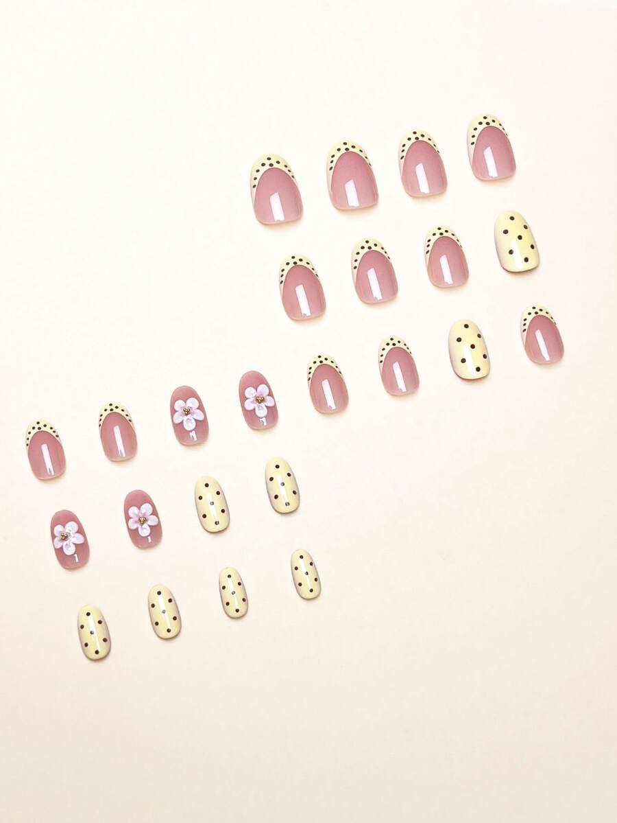24pcs Oval 3D Glossy Minimalis – Nail Art Gold recenzja i cena